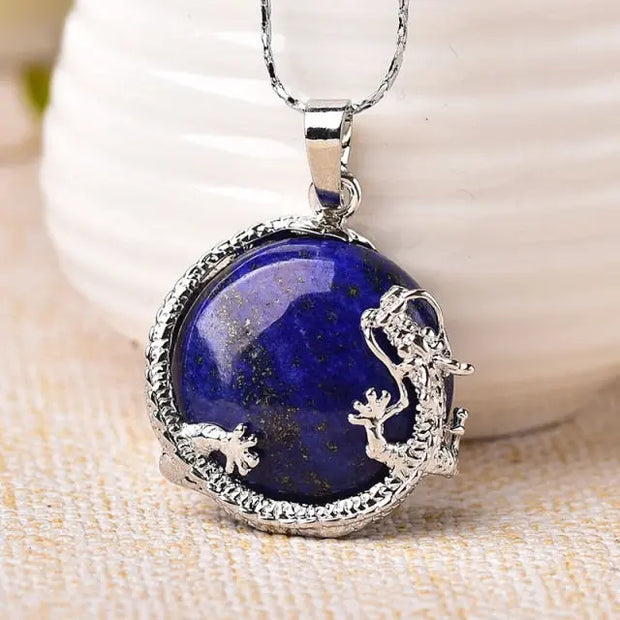 Dragon Cirque Gemstone Pendant Necklace - Inlay Amethyst, Opal, Rose Quartz & More Wicked Tender