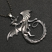 Dragon Dance - Game of Thrones Inspired Dragon Necklace House of Dragon Necklace Gothic Necklace Women Gothic Silver Necklace House of the Dragon Family Crest Womens Dragon Necklace Wicked Tender