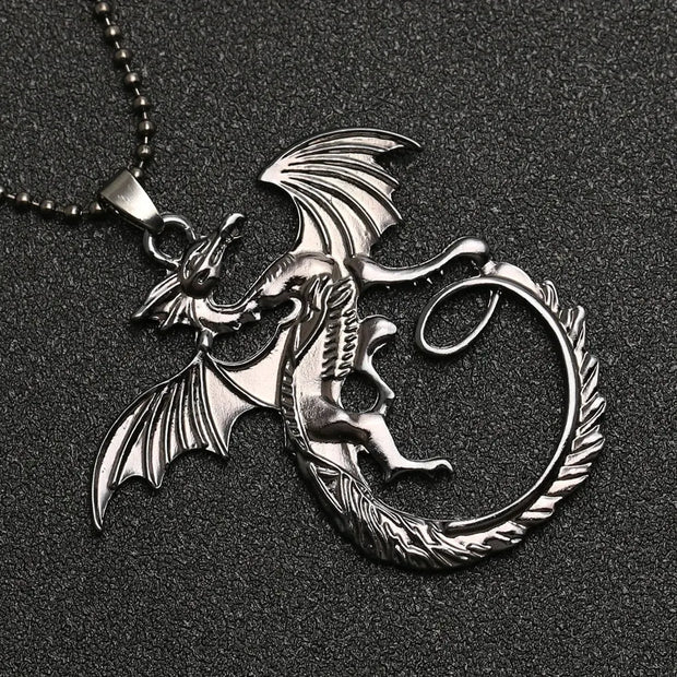Dragon Dance - Game of Thrones Inspired Dragon Necklace House of Dragon Necklace Gothic Necklace Women Gothic Silver Necklace House of the Dragon Family Crest Womens Dragon Necklace Wicked Tender
