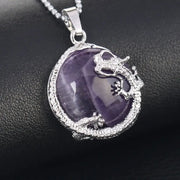 Dragon Crystal Necklace Dragon Disc Gemstone Pendant Necklace - Dragon Crystal Necklace Wicked Tender
