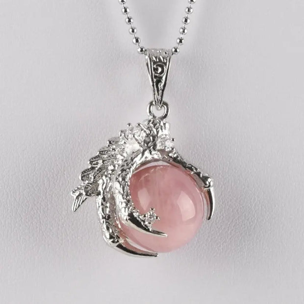 Dragon Crystal Necklace Dragon Hand Gemstone Pendant Necklace - Dragon Crystal Necklace Wicked Tender