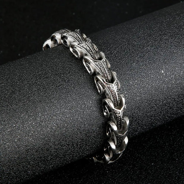Viking Bracelet For Men Dragon Scale Dragon Bracelet - Large Stainless Steel Viking Bracelet For Men Wicked Tender