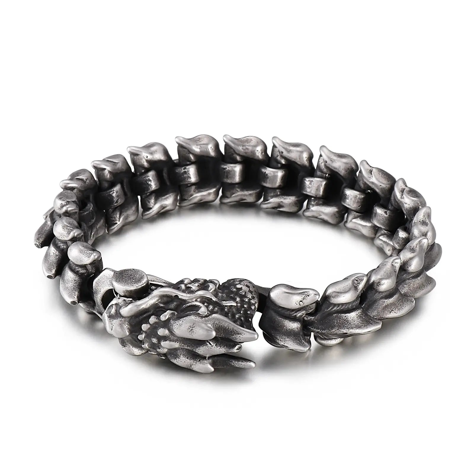 COOLSTEELANDBEYOND Men's Gothic Triple Skull Bracelet - Stainless Steel, Polished Black, 22cm