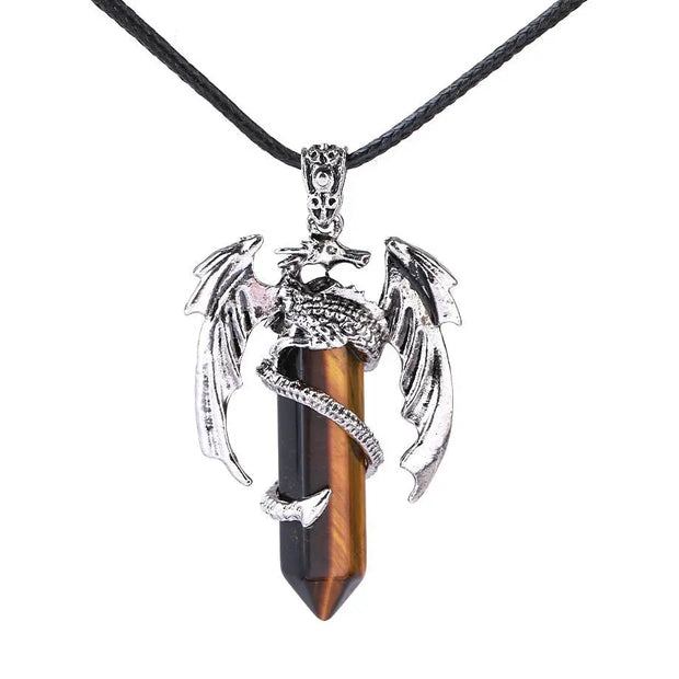 Dragon Gemstone Necklace Dragon Wing Pendant - Dragon Gemstone Necklace Wicked Tender