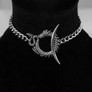 Dragon Choker Dragon Witch Choker Necklace - Crescent Moon Gothic Necklace Dragon Choker Wicked Tender