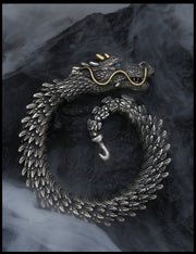 Dragon's Wish - Dragon Scale Bracelet, Ouroboros Bracelet with Dragon Head, Jormungandr Bracelet, Chinese Dragon Bracelet, Metal Dragon Art Handmade Stainless Steel Wicked Tender