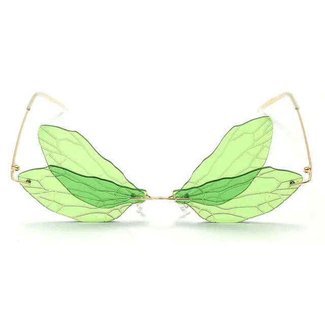 Dragonfly Sunglasses Winged Pink Transparent Tinted Rimless  display picture 1