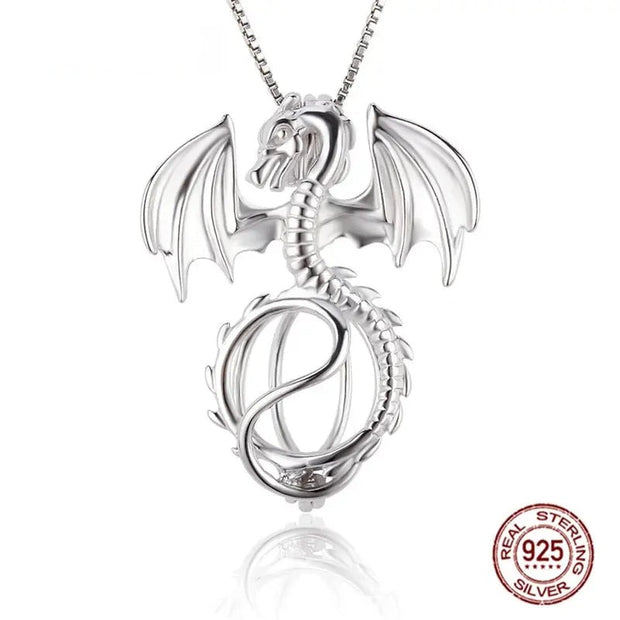 Sterling Silver Dragon Necklace Dragon’s Clutch - 925 Sterling Silver Dragon Necklace Wicked Tender