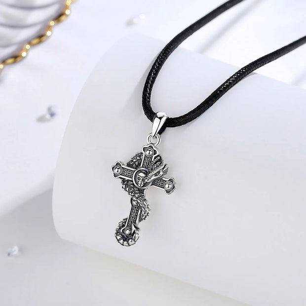 Sterling Silver Dragon Necklace Dragon’s Cross - 925 Sterling Silver Dragon Necklace Wicked Tender