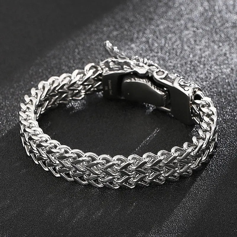 Dragon's Culture - Stainless Steel Link Bracelet Chinese Dragon