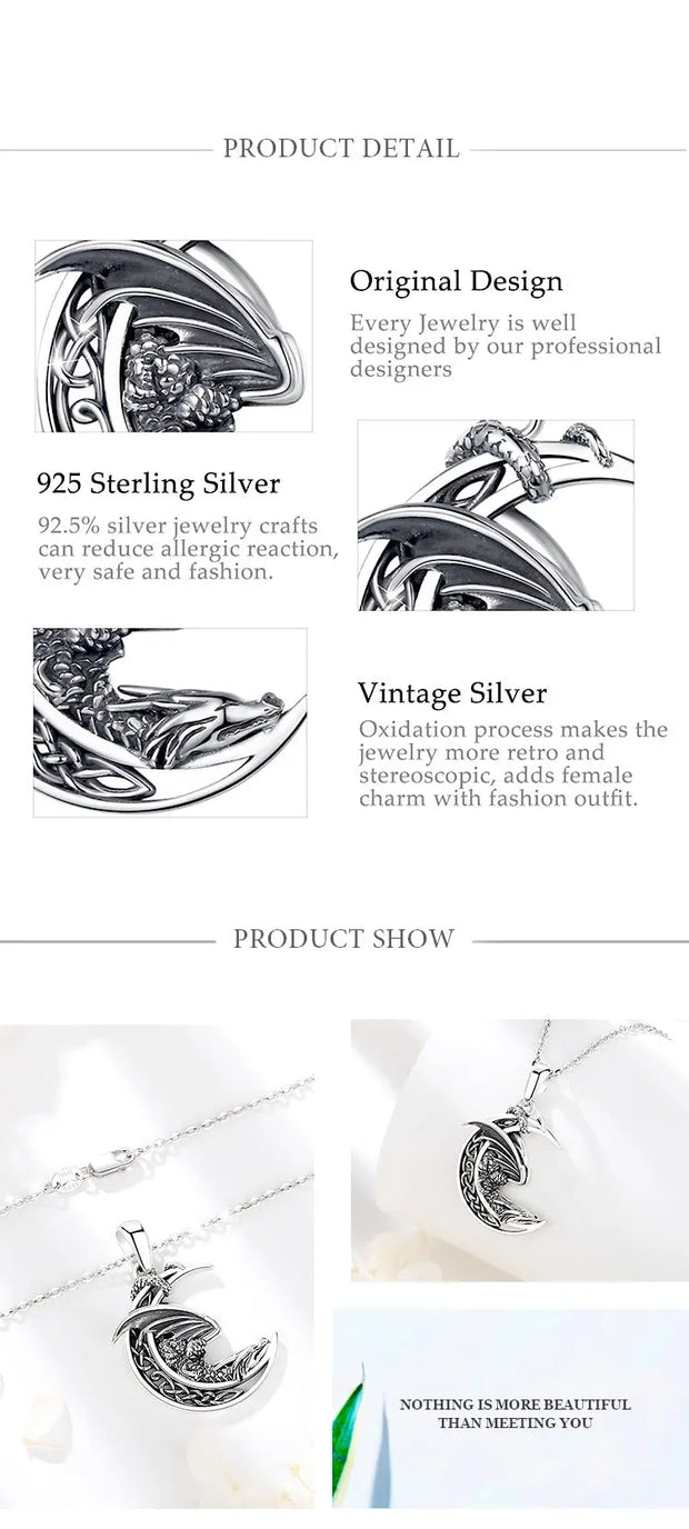 Sterling Silver Dragon Necklace Dragon’s Dream - 925 Sterling Silver Dragon Necklace Wicked Tender