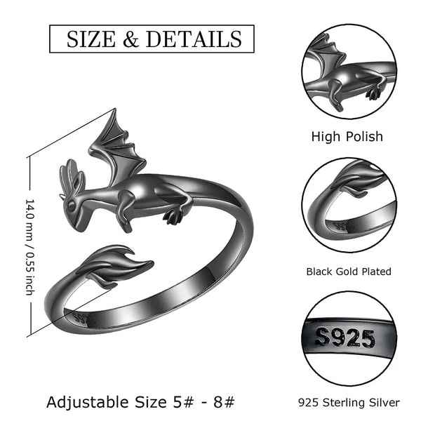 Sterling Silver Dragon Ring Dragon’s Grasp - 925 Sterling Silver Dragon Ring Wicked Tender