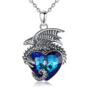 Sterling Silver Dragon Necklace Dragon’s Heart - 925 Sterling Silver Dragon Necklace Wicked Tender