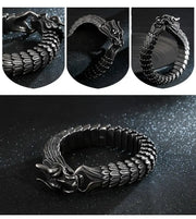 Dragon's Origin - Black Dragon Scale Bracelet, Handmade Bracelet with Dragon Head, Stainless Steel Bracelets for Men, Chinese Dragon Bracelet Wicked Tender