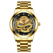 Dragon's Prosperity - Black and Gold Watch for Men Chinese Dragon Art Wrist Watch Men Green Dial Watches Dragon Ball Watch Metal Dragon Art Waterproof Watches For Men Under 100 Glow In the Dark Batons China Dragon Emperor Wicked Tender
