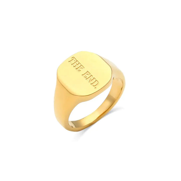 Engraved Message Ring - Minimal Gold Plated Stainless Steel Stacking Ring Wicked Tender
