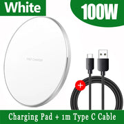 Fast Wireless Phone Charger - 100W Charger with Indicator, Black Charging Pad With Light Up LED Rim for iPhone 11, 12, 13, 14, Pro, Pro Max, Plus, SE Samsung Galaxy Xiaomi Google Pixel Wicked Tender