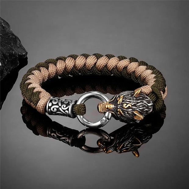 Viking Wolf Bracelet Fenrir’s Might - Large Paracord Viking Wolf Bracelet For Men Wicked Tender