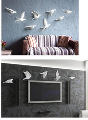 Flying Swallow Bird Sculpture Wall Mounted Mural Statue Set - Modern Trendy Wall Mounted Indoor Resin Home Decoration Wicked Tender
