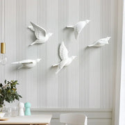 Flying Swallow Bird Sculpture Wall Mounted Mural Statue Set - Modern Trendy Wall Mounted Indoor Resin Home Decoration Wicked Tender