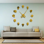 Giant Frameless DIY Skull Clock Set - 13 Piece Horror Wall Art Home Decoration, Skull and Crossbones Needle Hand Wicked Tender