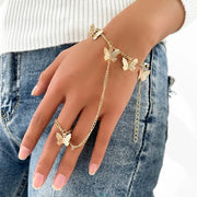 Gold Butterfly Bracelet Gold Butterfly Bracelet Chain Ring for Women - Gold Hand Chains for Women Wicked Tender