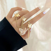 Gold Butterfly Bracelet Chain Ring for Women - Gold Hand Chains for Women Wicked Tender