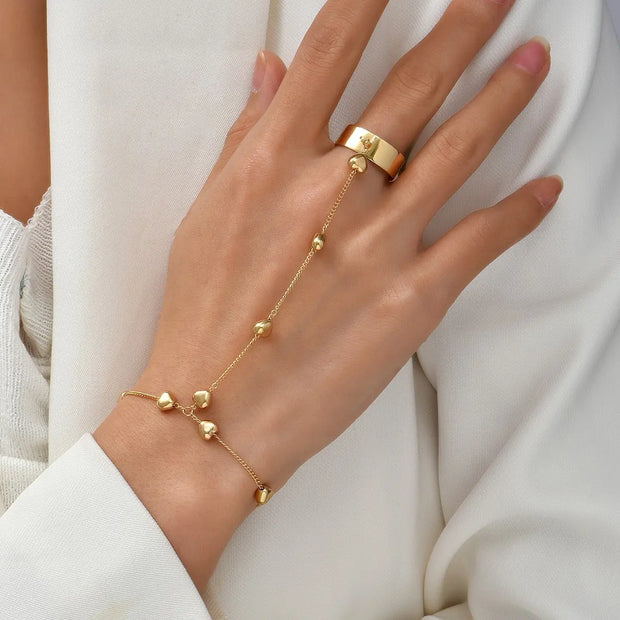 Gold Hand Chains for Women Gold Hand Chains for Women - Gold Bohemian Ring Set for Women Wicked Tender