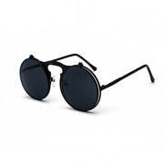 Gold Round Flip-Up Sunglasses, Small Round Sunglasses with Mirror Lens, Mens Vintage Round Sunglasses Wicked Tender