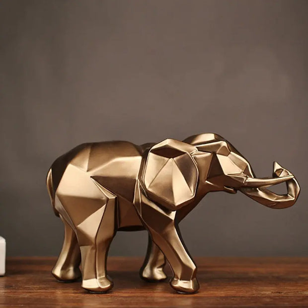 Gold or Black Elephant Centerpiece Statue - Modern Abstract Indoor Home Wildlife Decoration Animal Sculpture for Tabletop Wicked Tender