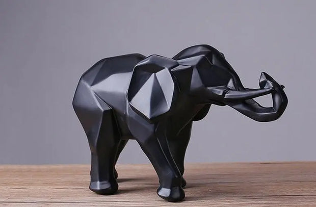 Gold or Black Elephant Centerpiece Statue - Modern Abstract Indoor Home Wildlife Decoration Animal Sculpture for Tabletop Wicked Tender