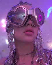 Hyunjin Heart Goggles Pink Mirrored Ski Goggles - Hyunjin Heart Goggles Mirror Lens Ski Goggles Wicked Tender