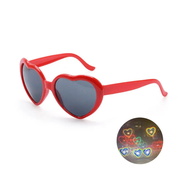 Red Heart Sunglasses That Turn Lights Into Hearts Red Heart Sunglasses That Turn Lights Into Hearts - Heart Pink Sunglasses Wicked Tender