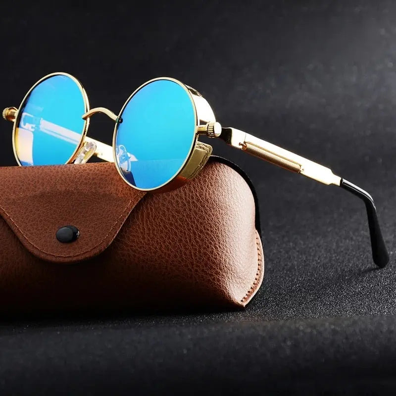 GDC round sunglasses 新品未使用品！ Gold Round Steampunk Goggle Sunglass with Spring Temples