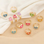 Horoscope Heart Rings - Colourful Open Adjustable Astrology Sign Constellation Ring Wicked Tender