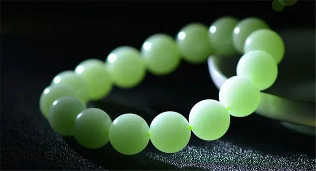 Huge Glow in the Dark Bead Bracelets - Blue or Green Natural Fluorite Stone Sphere Bracelet for any Wrist Size Wicked Tender
