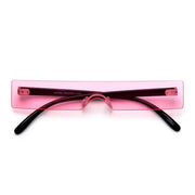 Ingot - Women's Unique Medium Frame Rimless Bar-Shaped Rectangle Fashion Sunglasses, Clear Gradient Neon Coloured Lens Wicked Tender