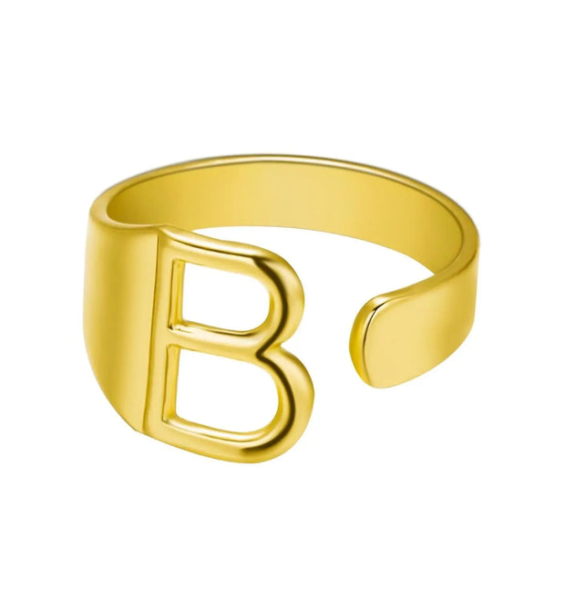 Initial Letter Alphabet Ring - Personalized Adjustable Name Ring Individual Letters Wicked Tender