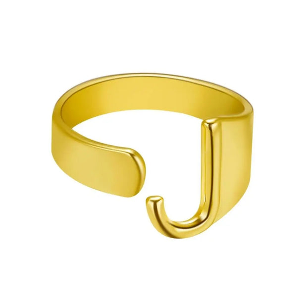 Initial Letter Alphabet Ring - Personalized Adjustable Name Ring Individual Letters Wicked Tender