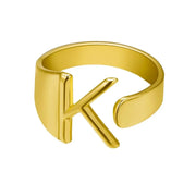 Initial Letter Alphabet Ring - Personalized Adjustable Name Ring Individual Letters Wicked Tender