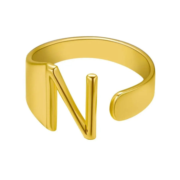 Initial Letter Alphabet Ring - Personalized Adjustable Name Ring Individual Letters Wicked Tender