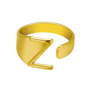 Initial Letter Alphabet Ring - Personalized Adjustable Name Ring Individual Letters Wicked Tender