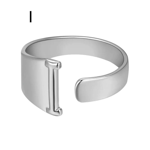 Initial Letter Alphabet Ring - Personalized Adjustable Name Ring Individual Letters Wicked Tender