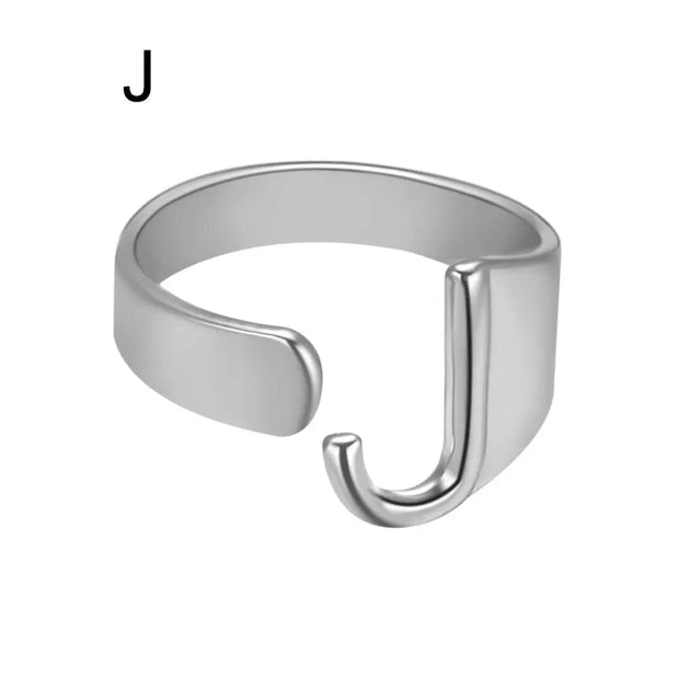 Initial Letter Alphabet Ring - Personalized Adjustable Name Ring Individual Letters Wicked Tender