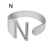 Initial Letter Alphabet Ring - Personalized Adjustable Name Ring Individual Letters Wicked Tender