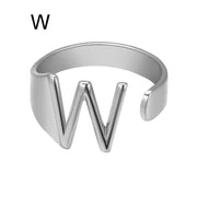 Initial Letter Alphabet Ring - Personalized Adjustable Name Ring Individual Letters Wicked Tender