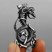 Viking Necklace Jormungandr’s Rage Dragon Pendant Necklace - Large World Serpent Viking Necklace Wicked Tender