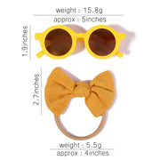 Kids Sunglasses with Bow Headbands - 2 Piece Small Round Sunglasses with Knotted Bow Headband Cute Sunglasses for Girls Flower Shaped Sunglasses Transparent Sunglasses with Cat Ears Sunglasses with Animal Ears Wicked Tender