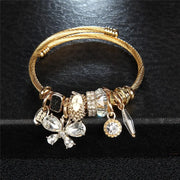 Kimani - Crystal Butterfly Charm Bracelet, Open Adjustable Stainless Steel Cuff Bangle Wicked Tender