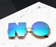 Letter NO Sunglasses - Big Funny Sunglasses Colored Mirror Sunglasses Wicked Tender